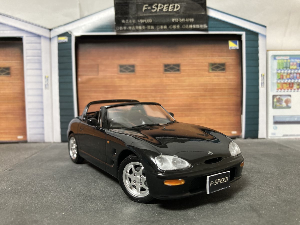 FSPEED8's tweet photo. アオシマ　スズキ カプチーノ 完成🎉

ボディカラーは 0DG　サターンブラックメタリック をイメージして製作💡

#スズキ 
#カプチーノ 
#EA11R 
#プラモデル 
#カーモデル 
#完成品  
#アオシマ
#青島文化教材社

CA00159 https://t.co/hdWJ9MNoAa