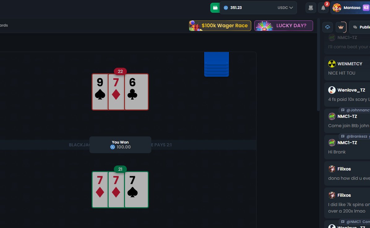 mantasorewards's tweet photo. THREE 7s ON BLACKJACK 😭💰

Rewarding active users under code "mantaso" on @chipsgg  👀

Drop a like and reply with your username if you want a tip🎰 https://t.co/ruKK2d6kIH