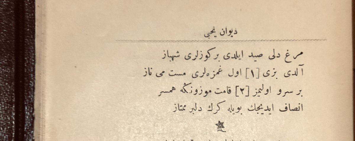 gcseyyah's tweet photo. dilber tasvirindeki kudretleri de çok başkadır. mesela şeyhülislam yahya.. adeta bir gurmedir bizim için.

mürg-ı dili sayd eyledi bir gözleri şeh-bāz
aldı bizi ol gamzeleri mest-i mey-i nāz

bir serv olımaz kāmet-i mevzūnına hem-ser
insāf idicek böyle gerek dilber-i mümtāz https://t.co/r32zcLGiKj