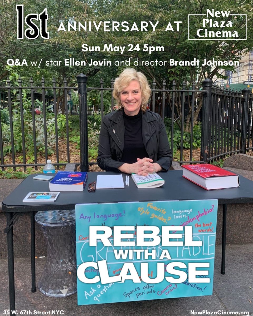 NewPlazaCinema's tweet photo. Star Ellen Jovin and filmmaker Brandt Johnson celebrate one year of REBEL WITH A CLAUSE at @NewPlazaCinema — Sun 5pm

This crowd-pleasing documentary has been selling out for 12 months, so get tickets now!

https://t.co/jDSaDFrMgr https://t.co/kMKDnq5GEJ