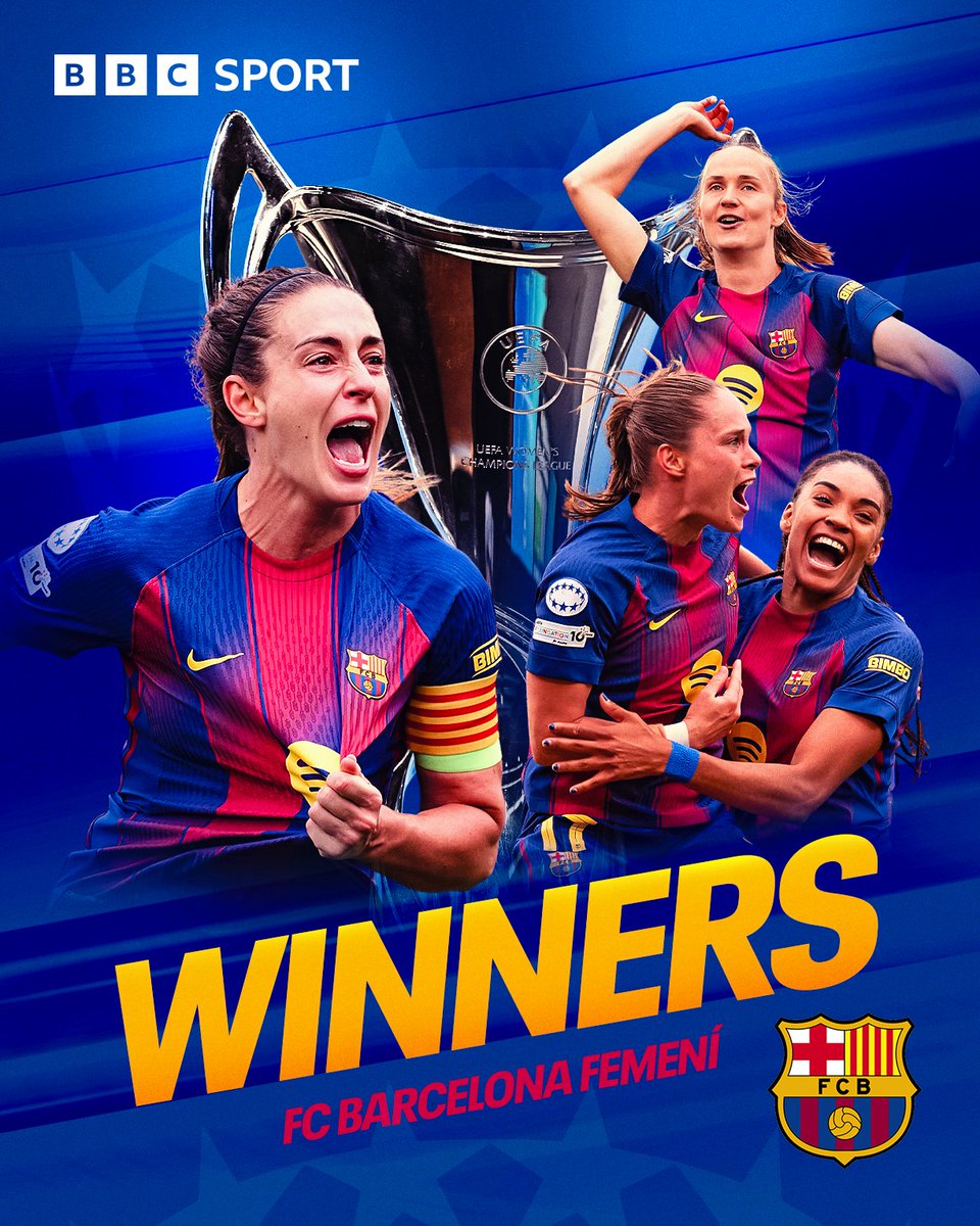 BBCMOTD's tweet photo. Barcelona have won the Champions League for a fourth time! 🤩🏆 https://t.co/EfZNMg0GTO