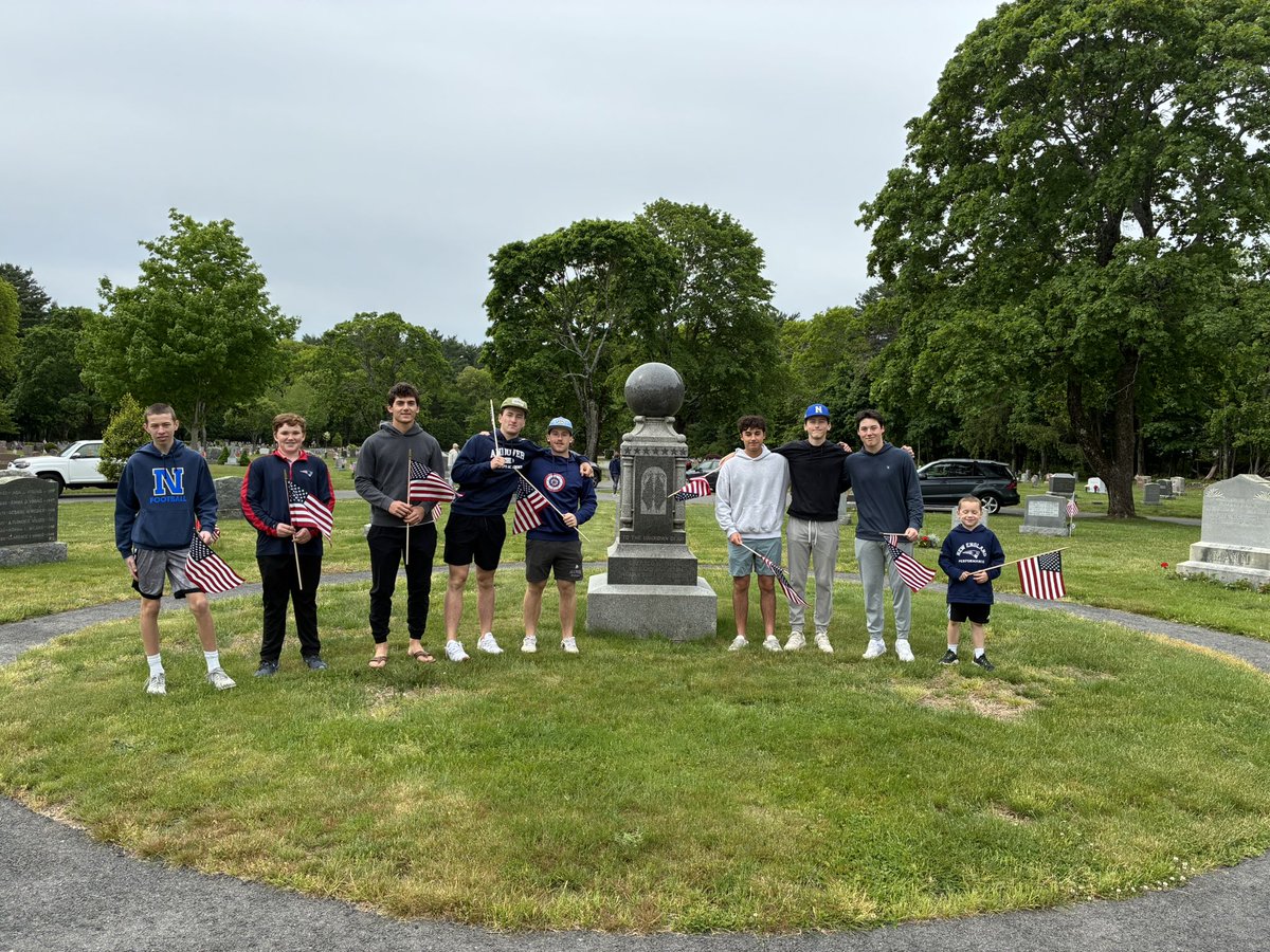 CoachJacobsNHS's tweet photo. Great job by the team this morning planting flags for Memorial Day! 

Regular season finale tonight @WeyBaseball 7:30 start with @BrianFlynn6664 on the bump! 

@ClipperAD https://t.co/omnGSt3D6A