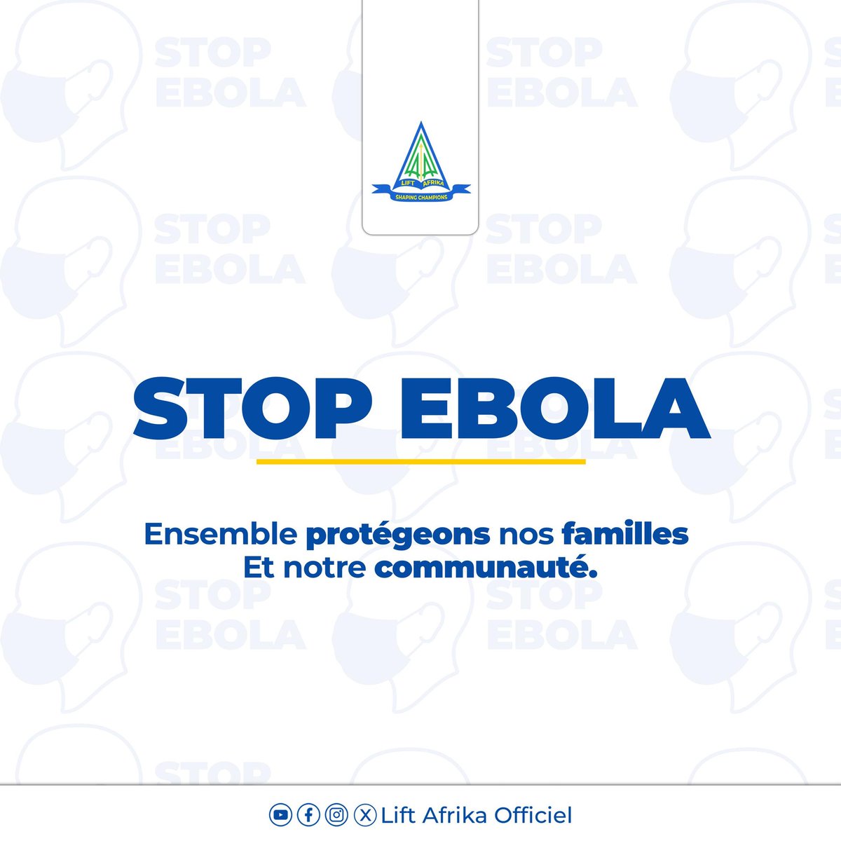 liftafrikacd's tweet photo. 🛑 STOP EBOLA 🛑

Ensemble, protégeons nos familles et notre communauté.
Le respect des mesures d’hygiène et la vigilance peuvent sauver des vies. Restons unis contre Ebola en RDC. 🇨🇩💙

__
#StopEbola #Liftafrika  #EnsembleContreEbola https://t.co/LLgoVAmSmc