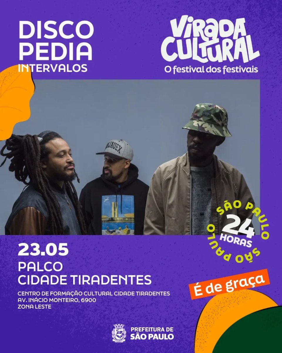 _Discopedia's tweet photo. Discopédia, a Sensacional de São Paulo, confirma presença na Virada Cultural 2026!

Hoje, dia 23 de maio de 2026, às 21h30, no Centro de Formação Cultural Cidade Tiradentes.

Rua Inácio Monteiro, 6900 – Jardim São Paulo, Zona Leste de SP. https://t.co/TpGcOHsP2Y