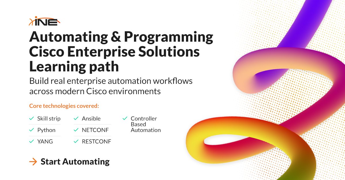 ine's tweet photo. CLI skills got you here. Automation is what keeps you relevant. 🤖

Enterprise networks are scaling fast, and the engineers who stand out are the ones automating workflows and operations.

Start building ENAUTO skills: 🔽
https://t.co/dlYoI3L0Iz

#Cisco #ENAUTO https://t.co/xELpxAxZ4s