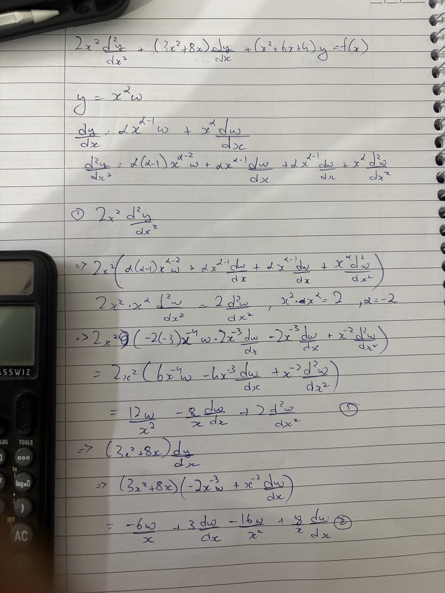 CalculusTut0r's tweet photo. A level further maths CAIE 9231 
Mj2008 p1 q11.
Found a really unusual interesting differential equation, here’s the solution if anyone’s wondering. https://t.co/U62eLoEilD