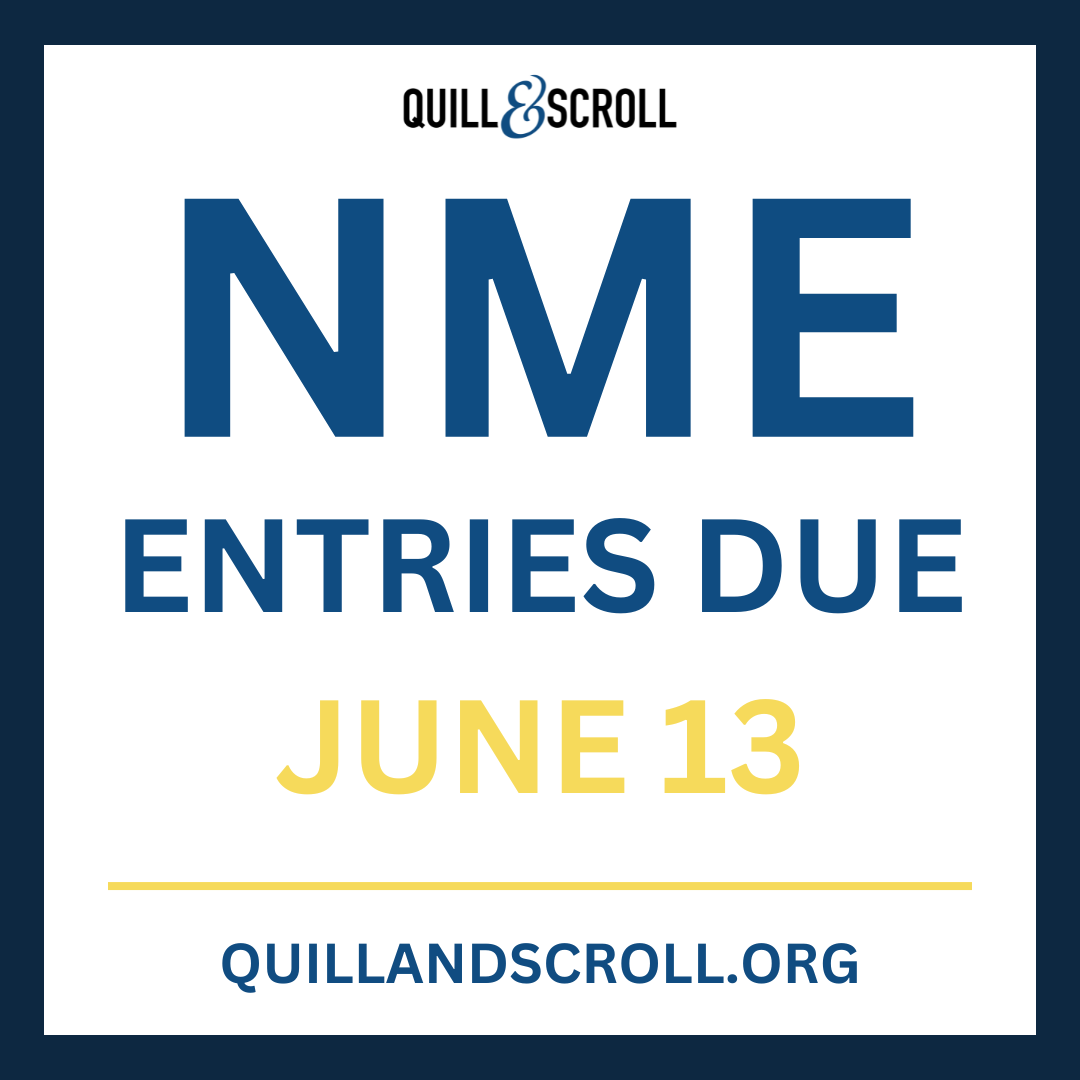 QuillandScroll's tweet photo. Just THREE WEEKS remain to submit your publication for a News Media Evaluation! No matter what type of media you produce, there is an evaluation well suited to your needs. 

Learn more and submit by June 13: https://t.co/THIJ73pok2 https://t.co/KdqeZb8NyM