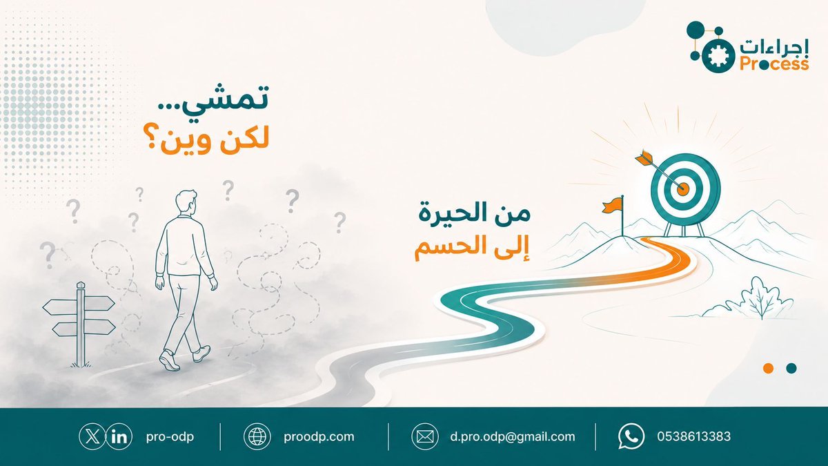 pro_odp's tweet photo. أنت تتحرك…
لكن هل تتحرك فعلًا في الاتجاه الصحيح؟

ليست كل حركة تقدّم،
وأحيانًا يكون أكبر استنزاف هو الاستمرار وسط ضباب وعدم وضوح.

الوضوح لا يسرّع القرار فقط…
بل يغيّر اتجاهه بالكامل.

ابدأ بتنظيم الصورة من هنا:
https://t.co/nvhR6rNiWG
#إجراءات https://t.co/MOloVMUF4J