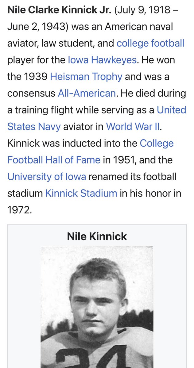 wisedrjr's tweet photo. Today’s “Memorial Day Weekend” hat is the “Blue Ghosts” from @cchooks. Honoring the first casualty of the USS Lexington, 1939 Heisman winner Nile Kinkick from the Iowa Hawkeyes, in 1943 during a training flight. 🇺🇸

#HOTDTheMayor 
#365DaysOfHats #Day143 #DHCSportsShow https://t.co/5qKcpwqSSF