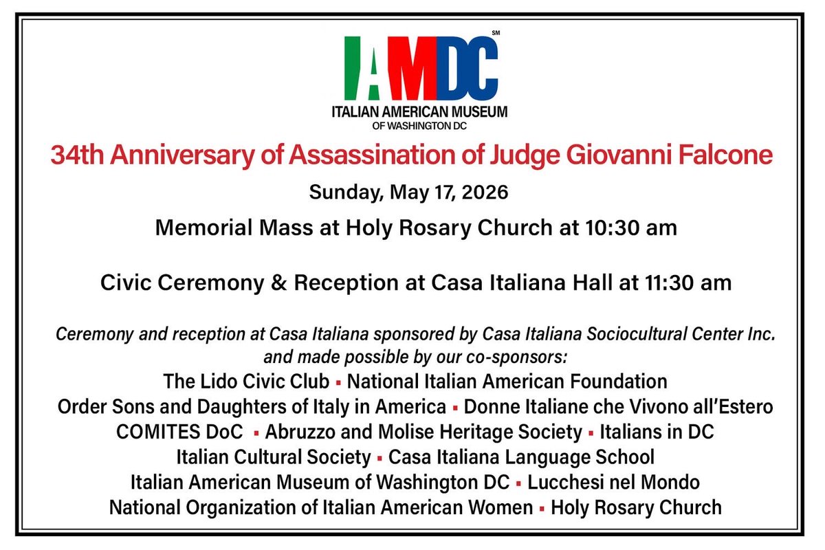 CiaoAmerica's tweet photo. Remembering Judge Giovanni Falcone in Washington DC #pernondimenticare #italianamericanmuseumofdc #giovannifalcone https://t.co/2VrjZWjVv1