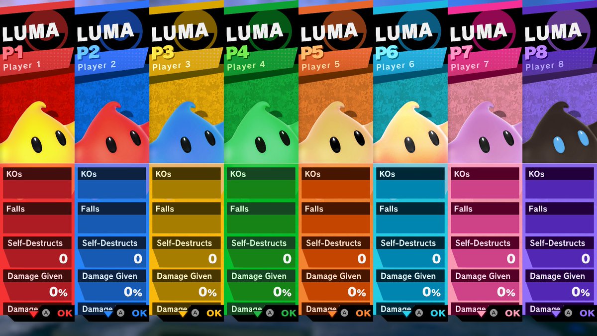 PowerMarshall's tweet photo. Update:
- Further color adjustments have been made. All 8 colors are now shown. 
- UI has also been implemented in the game!

One last thing to do, and Luma shall be good to go! https://t.co/NXNDsUFPaG