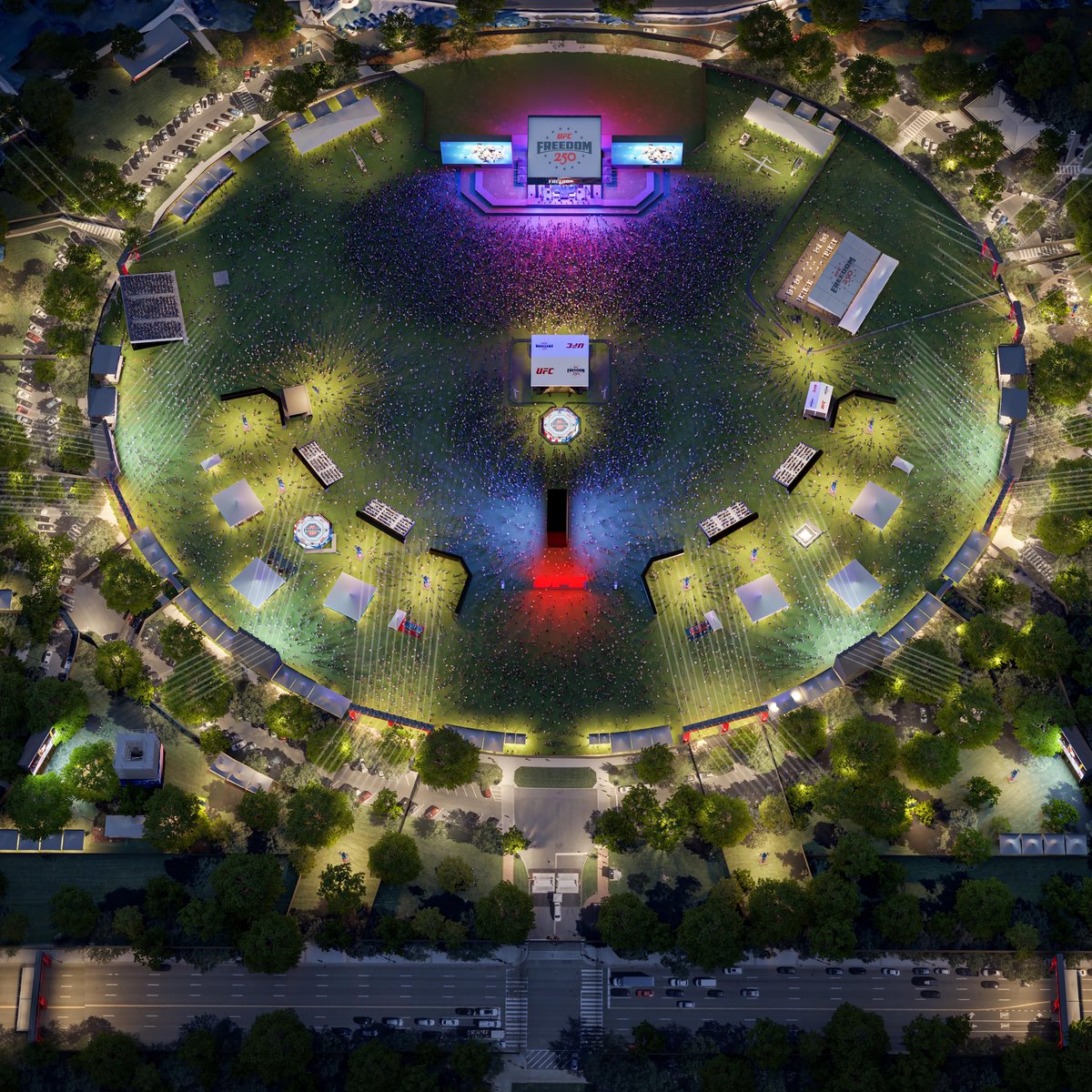 7NewsDC's tweet photo. FIRST LOOK: The UFC has released new renderings for its upcoming White House event and Freedom 250 Fan Fest, giving a first look at the planned setup for the historic fight night in the nation's capital. 

MORE: https://t.co/gsjaxsEvBq https://t.co/9a23w12pNW
