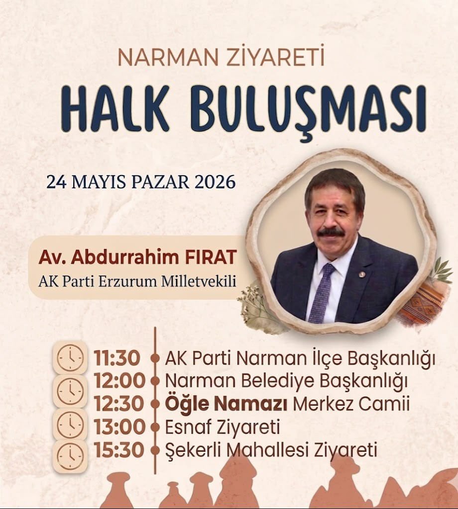 AbdurrahimFIRAT's tweet photo. Yarın (24 Mayıs Pazar) Narman ilçemizde sahada olacağız.
Vatandaşlarımızla, teşkilatımızla, esnafımızla bir araya geleceğiz.
📅 24 Mayıs Pazar
📍Narman
#Narman #Erzurum #pazar #AKParti https://t.co/Dab7YVGYAR
