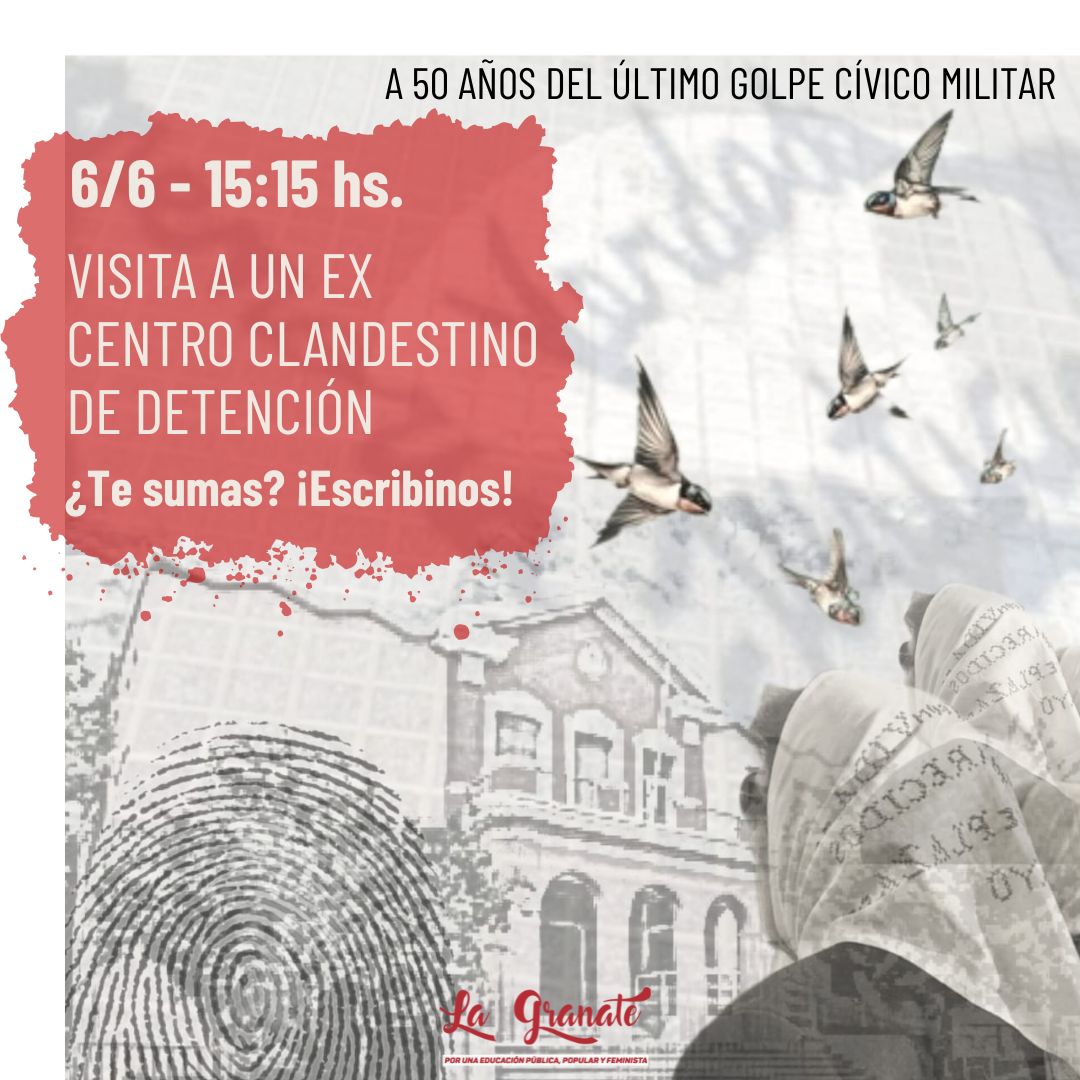 lagranateUTE's tweet photo. El sábado 6/6, les invitamos a encontrarnos entre educadorxs para habitar con mirada pedagógica un espacio de memoria. 
La propuesta será realizar una visita guiada por el sitio, recorrerlo entre compañerxs, dar lugar a intercambios, propuestas y nuevas preguntas https://t.co/R7VNpXEKOc
