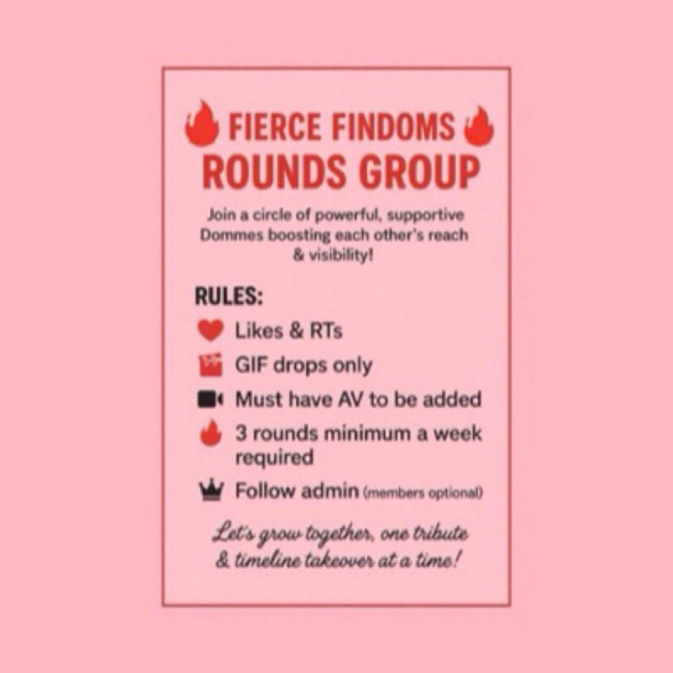 bellexoxo09's tweet photo. 🔥 Fierce Findoms Rounds Group is calling all ACTIVE, age-verified Findom & Femdom baddies 💅
Tired of dead circles and fake energy? This is a private mutual rounds group for real Dommes only.
Rules:
• Likes + RTs mandatory
• GIF drops only (no links)
• AV required to join & stay
• Minimum 3 rounds per week
We hype each other, grow together, and move different. Real power recognizes real power.
If you’re consistent, sexy, and ready to level up your reach, this is your circle.
Comment “ADD ME” or DM me to join, Goddesses 💖
