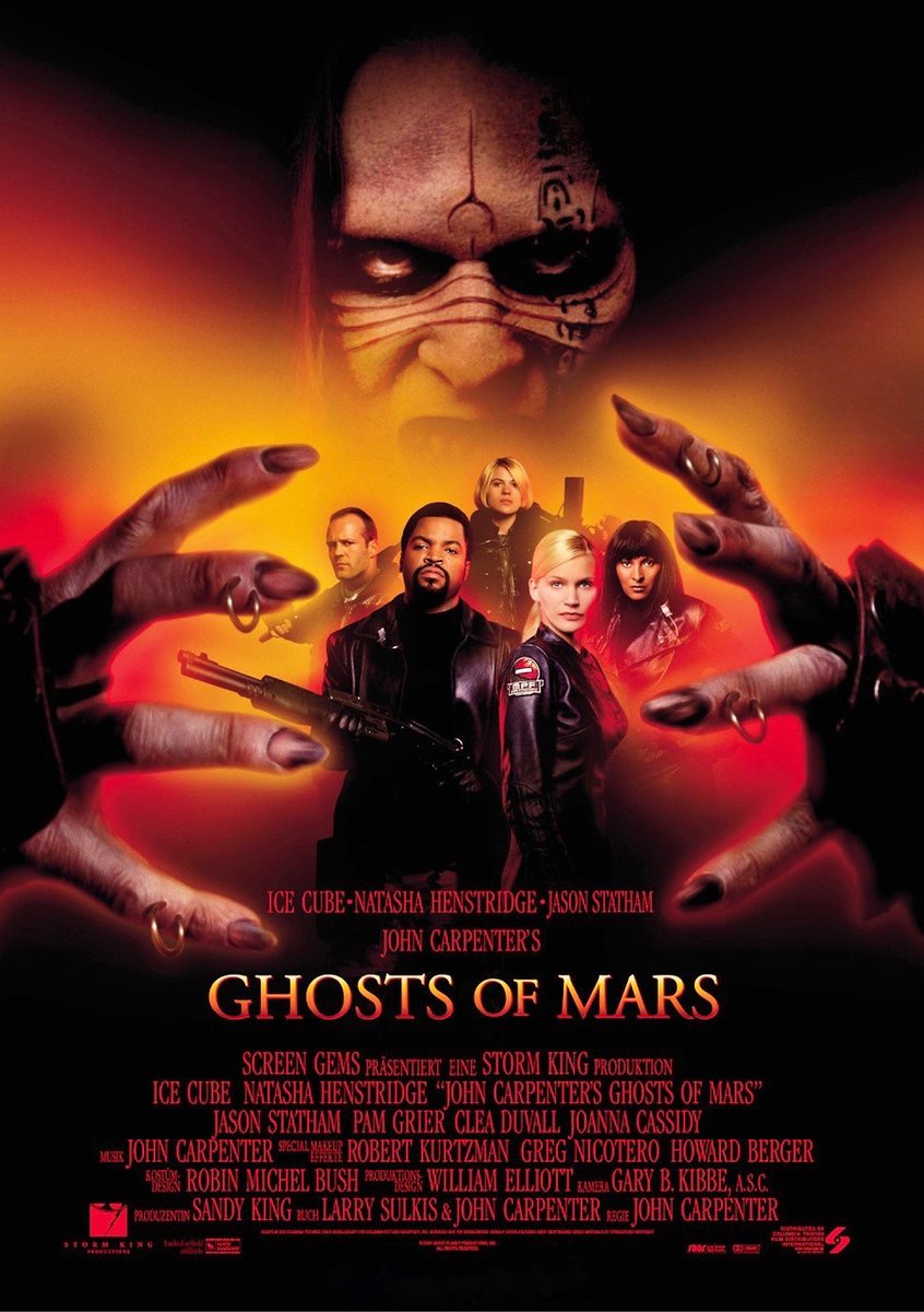 EugWSerra's tweet photo. On August 24, 2001, Ghosts of Mars was released! #GhostsOfMars #JohnCarpenter #NatashaHenstridge #IceCube
#JasonStatham #PamGrier
#CleaDuVall #JoannaCassidy #RichardCetrone #PeterJason https://t.co/QeqILTMRuv