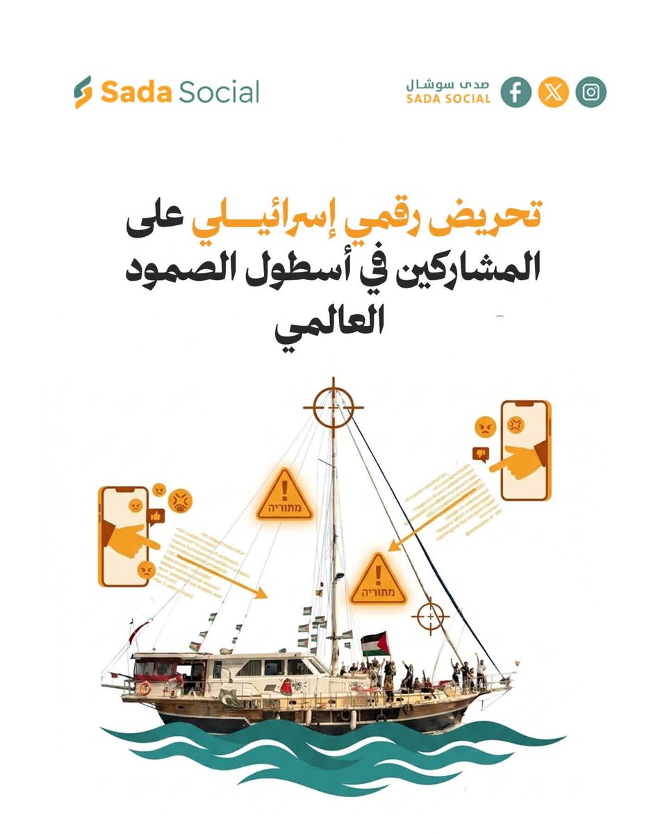 SadaSocialPs's tweet photo. "هذا الأسطول ليست إلا دعاية في خدمة حــــمـــــاس.. هو مجرد حيلة دعائية".. 

تحريضٌ إسرائيليٌ رقميٌ على "أسطول الصمود" ونشطائه

#أسطول_الصمود #غزة #صدى_سوشال https://t.co/VpjB8qLiKX