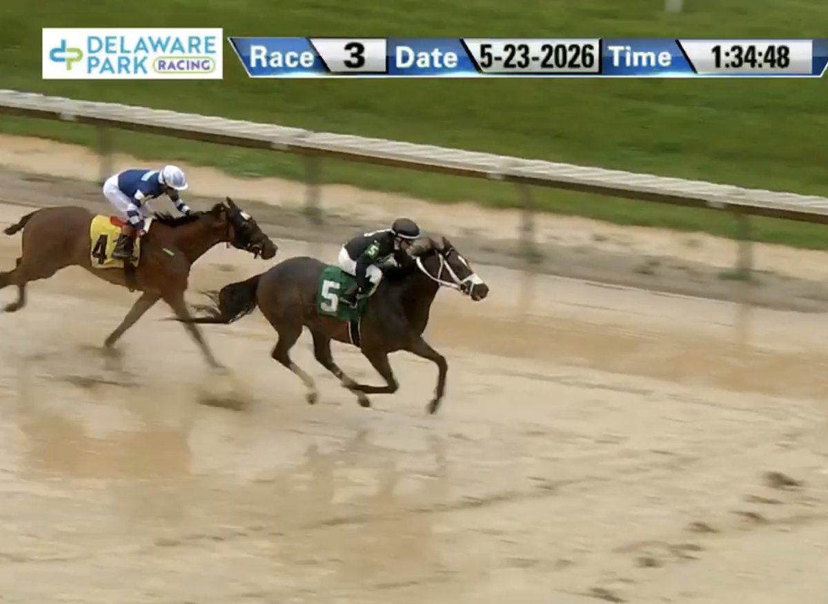 RPSracingstable's tweet photo. Freedom Road wins in a game effort in the 3rd @DelParkRacing ! Thank you to the team and to @AndrewWolfsont for a perfect ride. Congratulations to the connections! https://t.co/kfpcoELavo