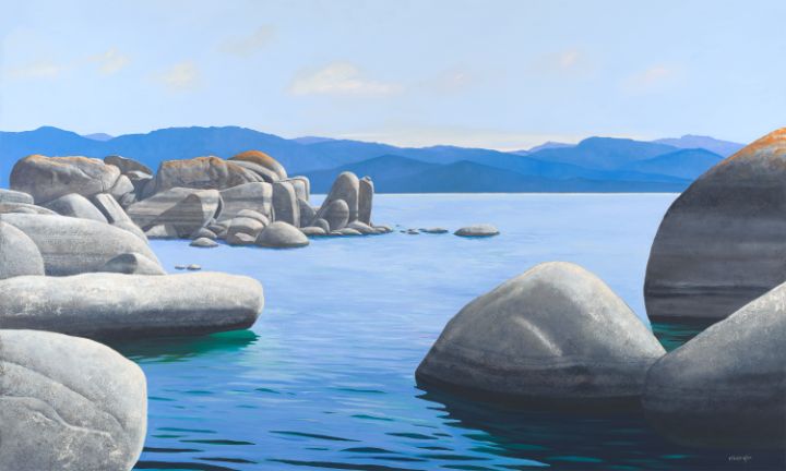 FrankSWilson's tweet photo. Art of the Day! "Rocky Cove On Lake Tahoe". Buy at: https://t.co/Uz8GwydelC https://t.co/CvIiS9R0oS