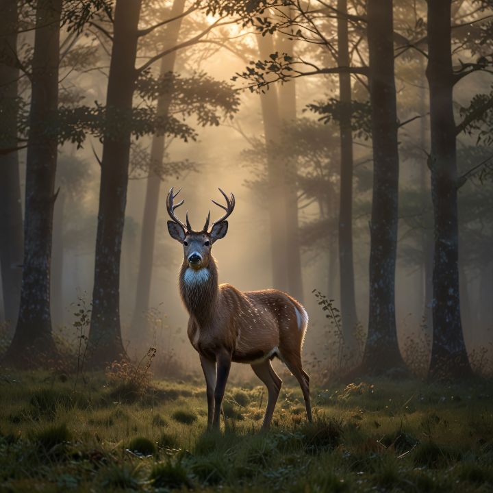 tipsmake_money's tweet photo. Art of the Day! "A graceful deer standing in a misty". Buy at: https://t.co/3CAp4C0j5q https://t.co/ePTSfMTmbt