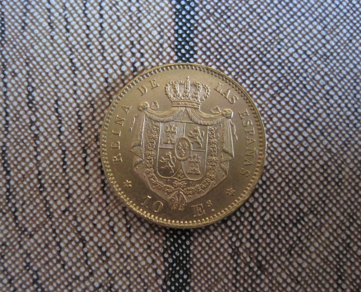 dracma76's tweet photo. Moneda de 10 escudos acuñados durante el último reinado de Isabel II, ya que en septiembre triunfó la revolución denominada "la Gloriosa" mandando al exilio a toda la familia real.
#numismatics #monedas #Coins #numismatica https://t.co/0axeZUI6W9