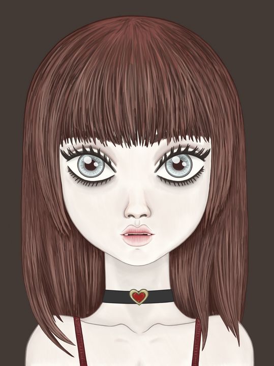 DrawnByDark's tweet photo. Art of the Day! "Dolly The Doll-faced Vampire Girl". Buy at: https://t.co/trpQpuSyIV https://t.co/Bk0ziaSdDx