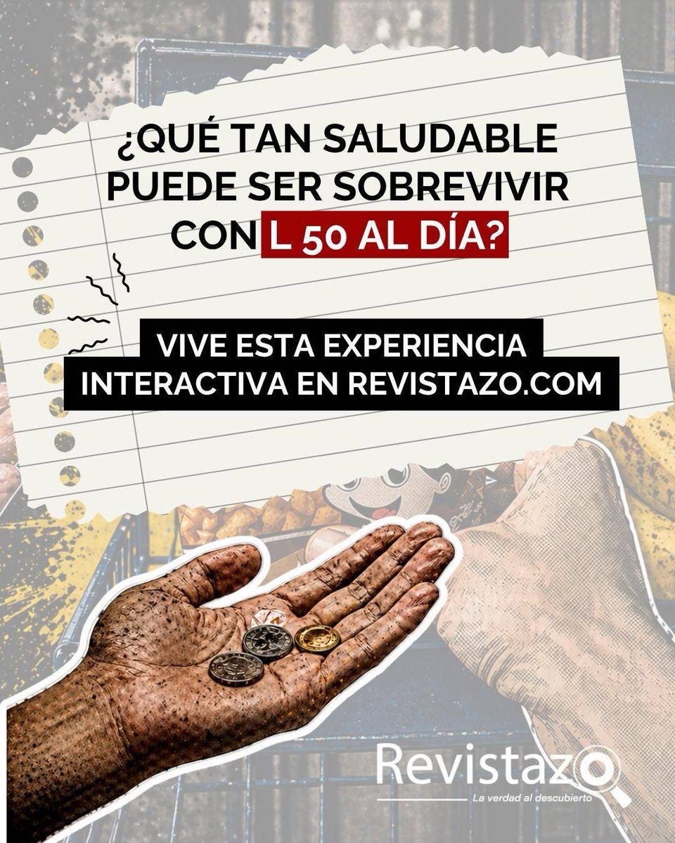 Revistazo's tweet photo. En Honduras, alimentarse bien no siempre depende de elegir, sino de lo que alcanza.
¿Se puede sobrevivir —y qué tan saludable sería— con apenas L50 al día?

Viví esta experiencia interactiva en: https://t.co/Pnx78Yofzx https://t.co/t4toDVRdaK