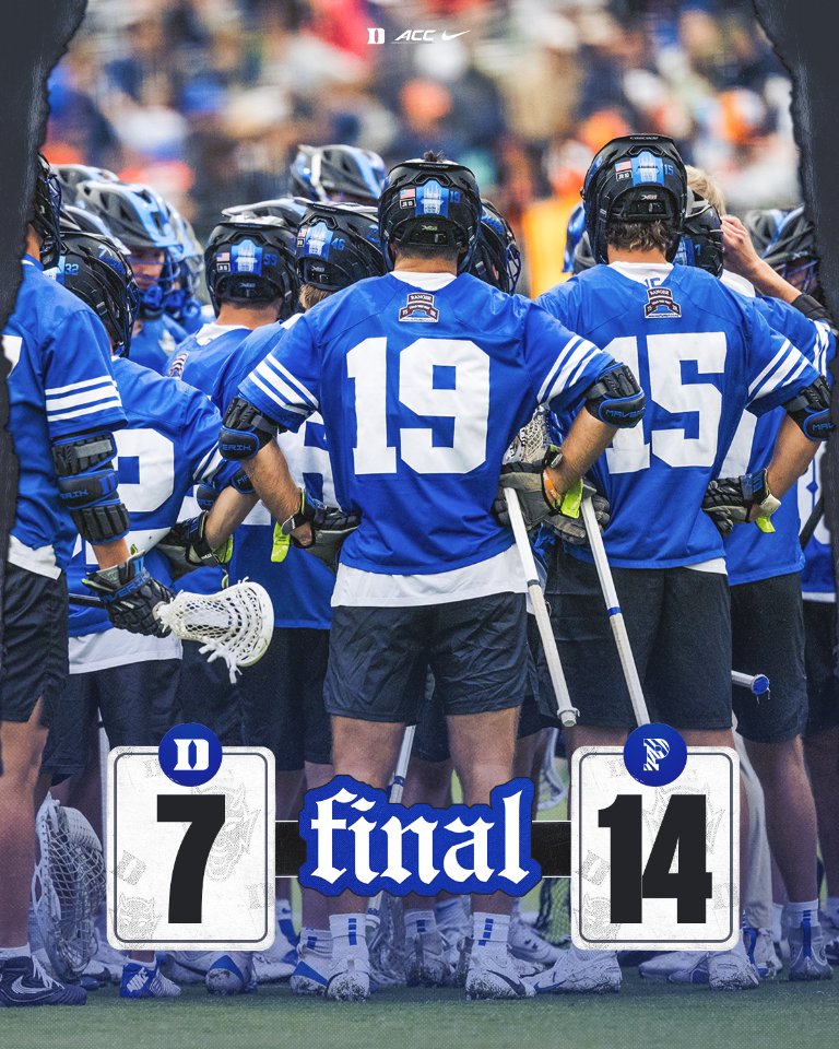 DukeMLAX's tweet photo. Our season comes to an end. Thank you for your support this season, Duke Nation 💙

It's always Go Duke. https://t.co/6t7DMOeidb