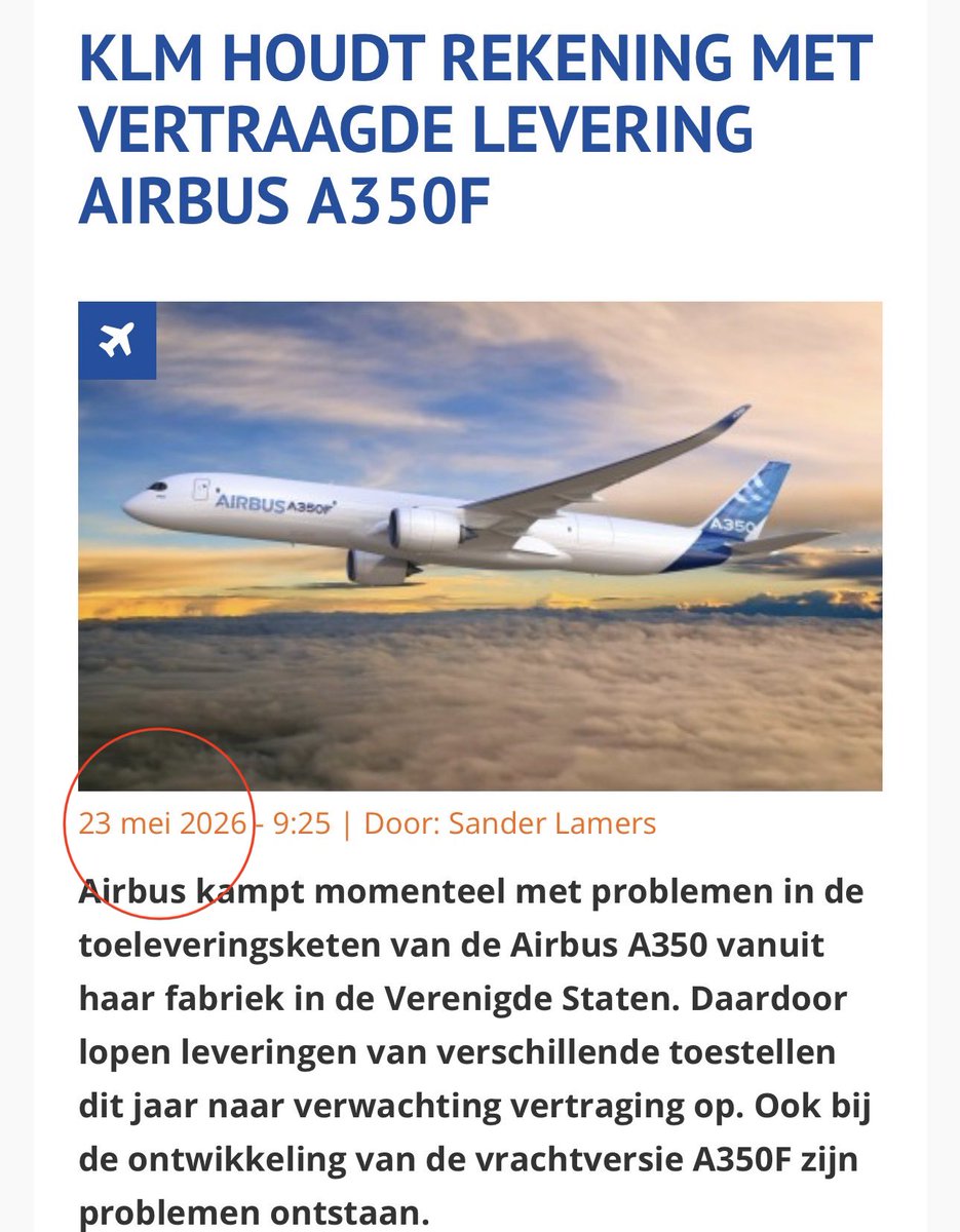 JacquelineAvun's tweet photo. Nog meer vertraging levering A350F

#B747 #convenant #klm #blauweogen #lvb #rintelen @IenWTweedeKamer @RvanAsten @JantineZwinkels @pedegro @vincentkar @MinisterIenW https://t.co/uZj6ba8hMp