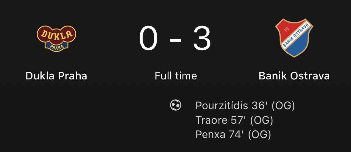BazeBasel's tweet photo. Absolutely tragic watching my Czech side @FKDuklaPraha get relegated like that… a draw would’ve been enough for a playoff, ended up scoring 3 own goals to get relegated 💀 https://t.co/Sv9R2GgZYc