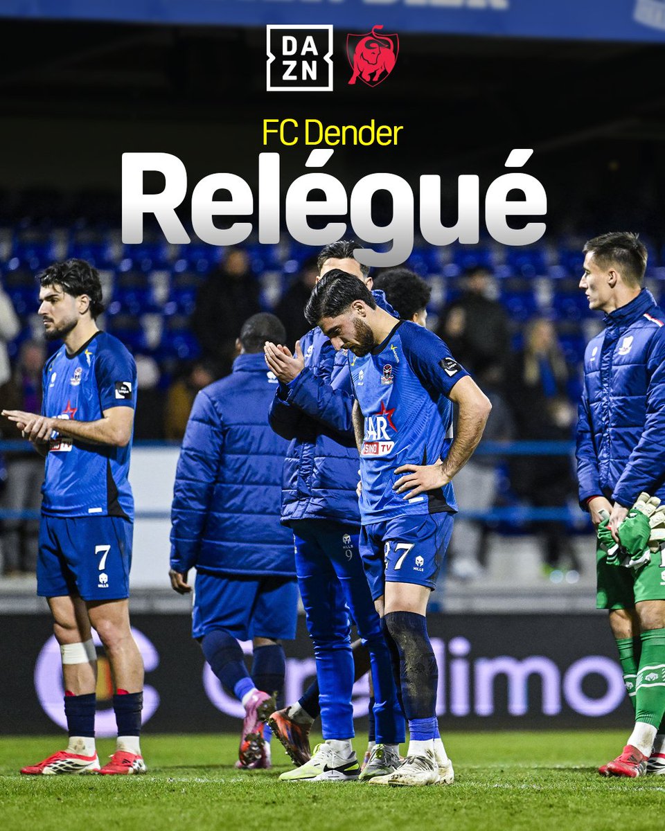 DAZN_BEFR's tweet photo. 🏁 | Après 2️⃣3️⃣ ans, le Lommel SK fait son retour dans l’élite ! Le FC Dender descend en #CPL. 📈📉 #DENLOM https://t.co/T8mtpJts2Z