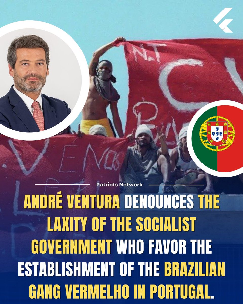 PatriotsNet_Off's tweet photo. The laxity of the socialist government favors the installation of the Vermelho gang in Portugal. The president of the patriot party CHEGA denounces and imposes himself as the alternative. https://t.co/PlPEA1kgtU