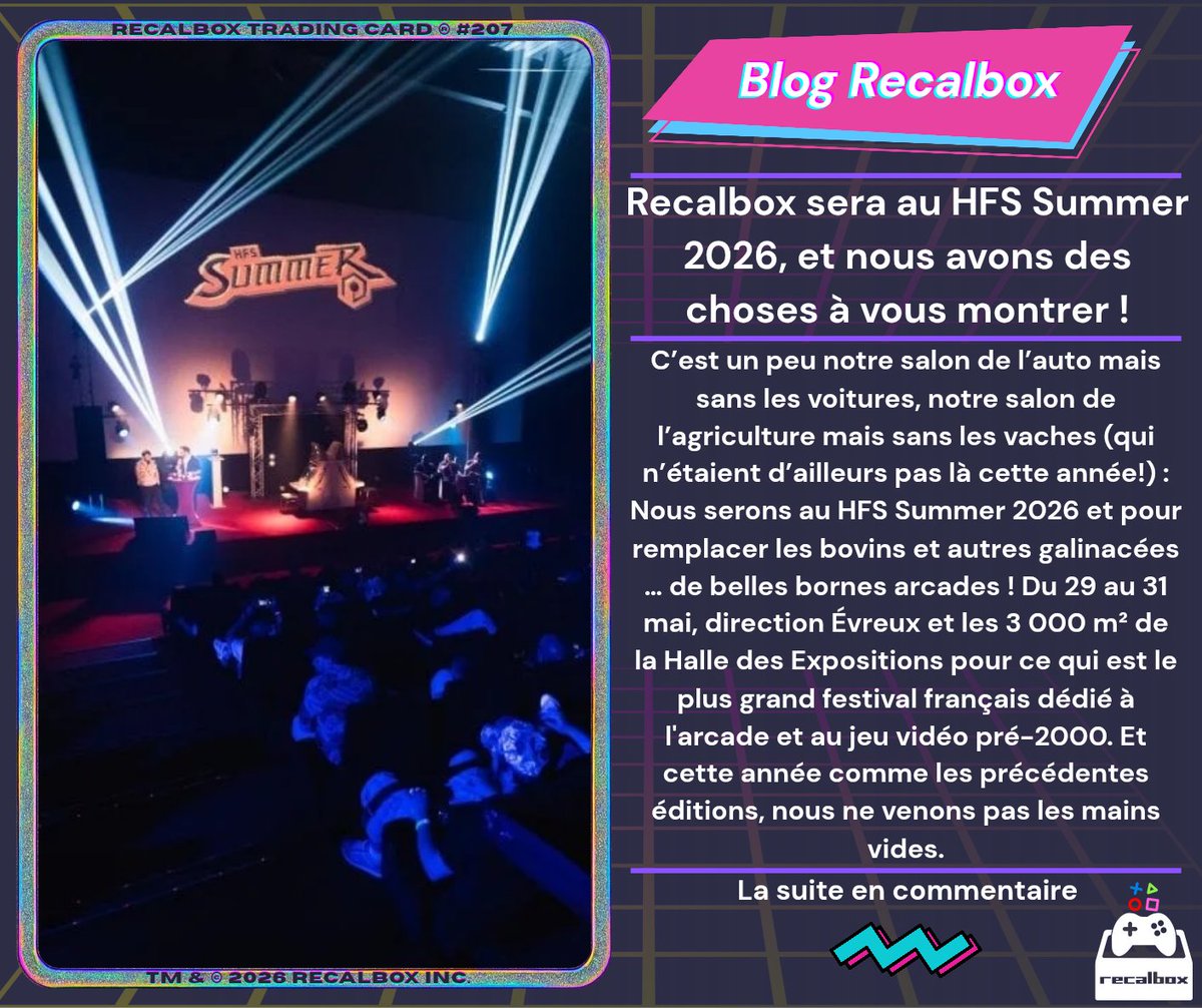 recalbox's tweet photo. Recalbox sera au HFS Summer 2026, et nous avons des choses à vous montrer ! https://t.co/z8rpENPok4
