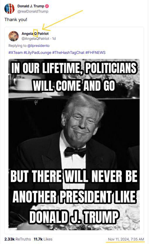 marefat_1342's tweet photo. Post In Truth Social:
⭐️THE BEST TEAM! ⭐️
⚡️THE Q TEAM. ⚡️
#MAGA❤️🇺🇸
#MIGA
#Control_Room
#Q
#KING_MOHAMMAD
پست در شبکه اجتماعی حقیقت:
⭐️بهترین تیم! ⭐️
⚡️تیم کیو. ⚡️
@KingM121 https://t.co/gPfQsbO8j5