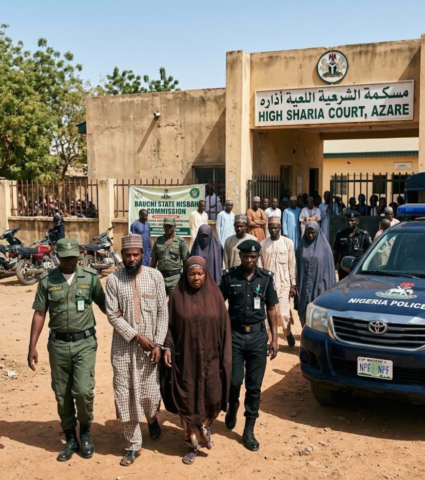 Proud_Aboki's tweet photo. Innalillahi wa’ina ilaihirrajiun 😢💔💔

7 people arrested in Bauchi for alleged wife-swapping for sexual activities

Hisbah authorities, in collaboration with police in Azare, Bauchi State, have arrested seven people, four men & 3 women for allegedly forming a group that practiced exchanging wives for sexual relations.

The suspects have been taken to an Islamic Sharia Court in Azare, where they admitted to the offence. 

The judge ordered that they be remanded in prison while the case continues.