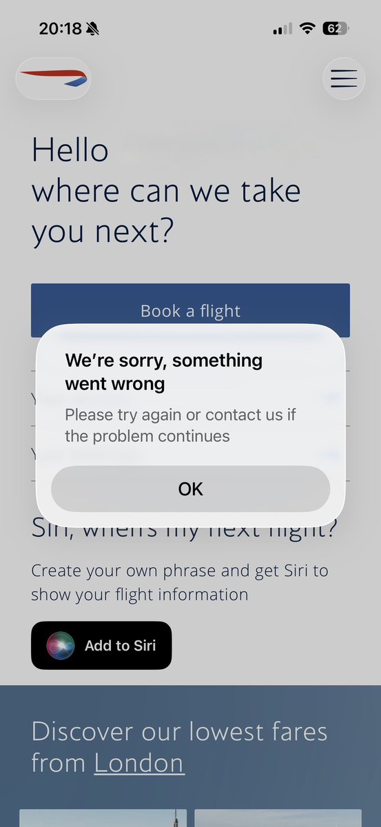 foojinx's tweet photo. @British_Airways  I wonder if there will ever be a day where your app actually works https://t.co/ji3BqQXvAz