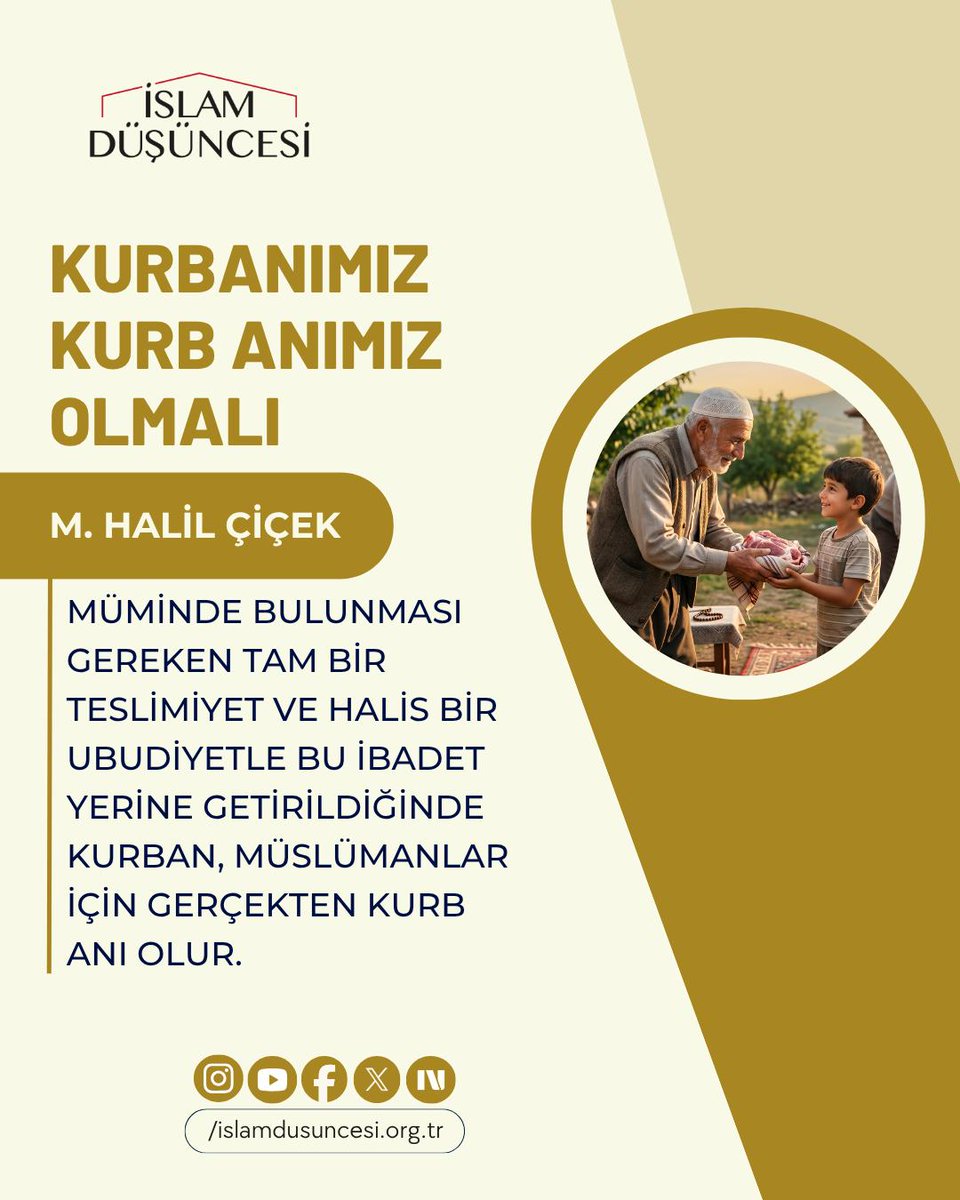 islamdusuncesi_'s tweet photo. ✏️Prof. Dr. M. Halil Çiçek yazdı:

Kurbanımız Kurb Anımız Olmalı

https://t.co/Zk1RYX1kbl

❝Müminde bulunması gereken tam bir teslimiyet ve halis bir ubudiyetle bu ibadet yerine getirildiğinde Kurban, Müslümanlar için gerçekten kurb anı olur.❞ https://t.co/rs7hcyvVEU