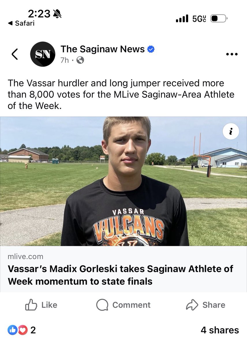 MadixG15's tweet photo. Awesome to be named Saginaw Area athlete of the week. Can’t thank my community enough for supporting me and giving me 8,000 votes. https://t.co/UdfYVQOhRT