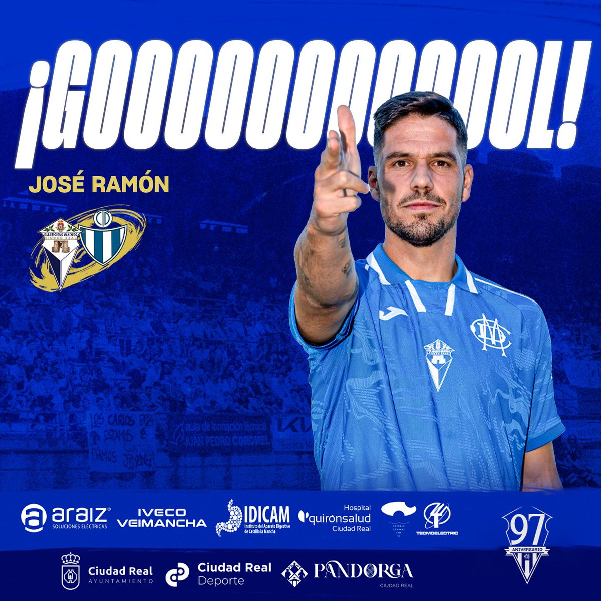 CDManchegoCReal's tweet photo. 29´ | 0-1 | ¡GOOOOL DE CHOCHE! Tras pase de Paulinho, gran definición de José Ramón.

#AupaManchego 💙🤍 https://t.co/tx2SzB72YT