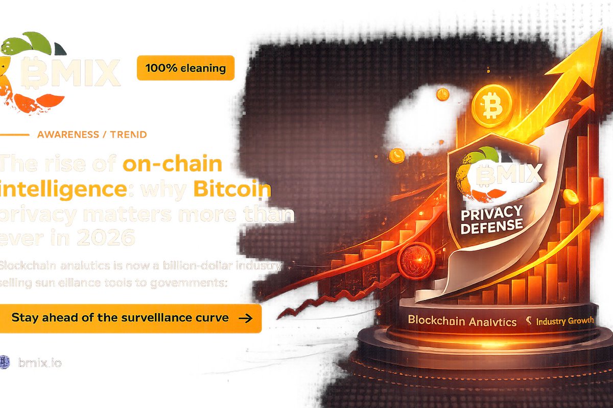 bountyportals's tweet photo. On-chain intelligence Bitcoin 2026: blockchain analytics is a billion-dollar industry selling transaction-tracing tools to governments and banks. The surveillance landscape has never been more advanced. 

https://t.co/odepPKJJyW 

#bitcoinprivacy #blockchainanalytics #onchain2026 https://t.co/3bUhbFurnH