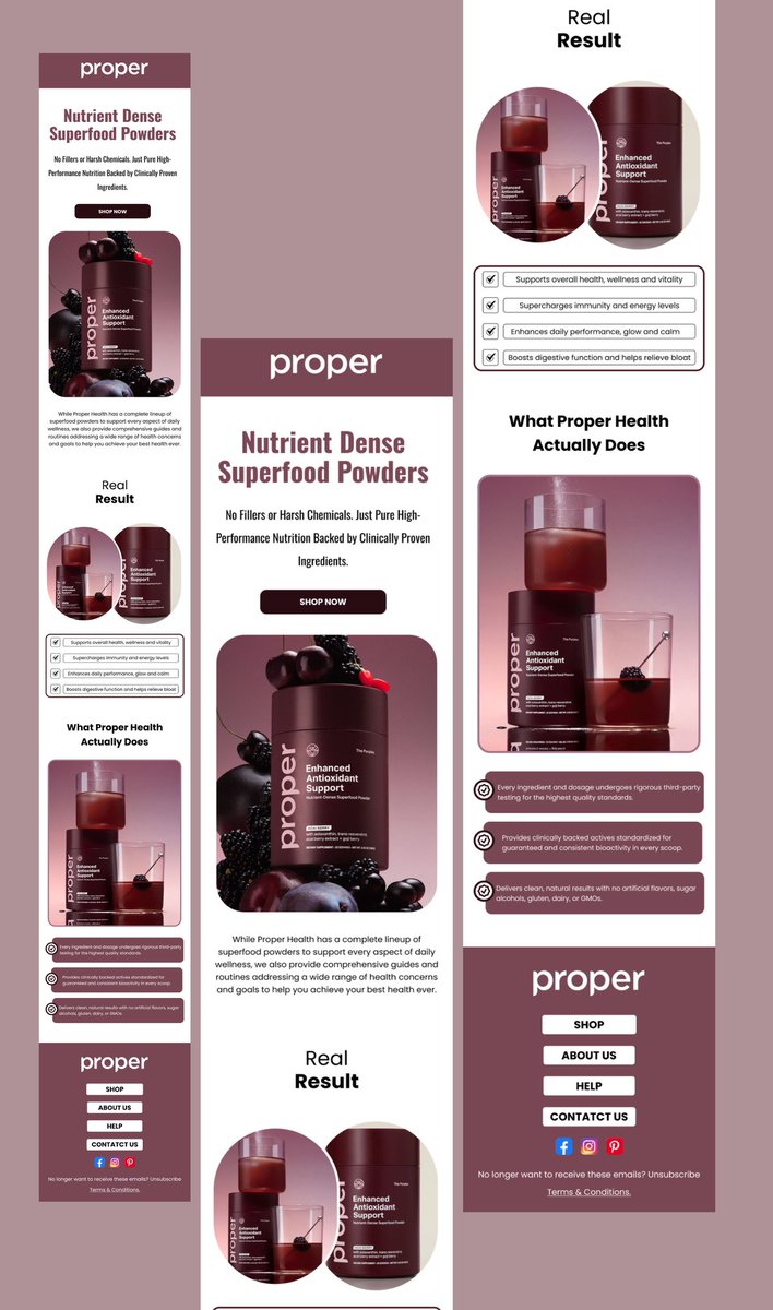 SammyLandix4o's tweet photo. βNo Fillers. No Harsh Chemicals.β
Designed this supplement brand email to feel clean, clinical, and trust-focused.
DMs open for email design work.
#EmailDesign #Klaviyo #eCommerce #EmailMarketing #FreelanceDesigner #SupplementBrand https://t.co/faHORxru16