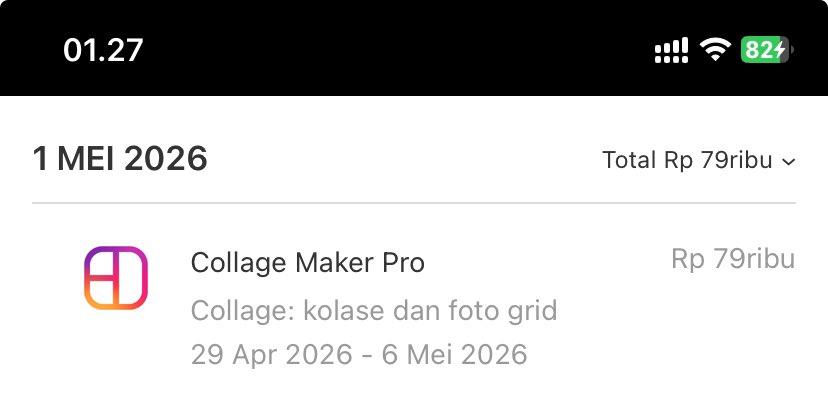 tevtarik's tweet photo. @danawallet Min dana saya kesedot langganan app collage maker pro sampai 2x min padahal saya tidak langganan, dan tiba-tiba juga berhenti sendiri. Masalahnya di apple support tidak muncul kalau sudah berhenti langganan. Mohon bantuannya 😭 https://t.co/n4OulizzZf