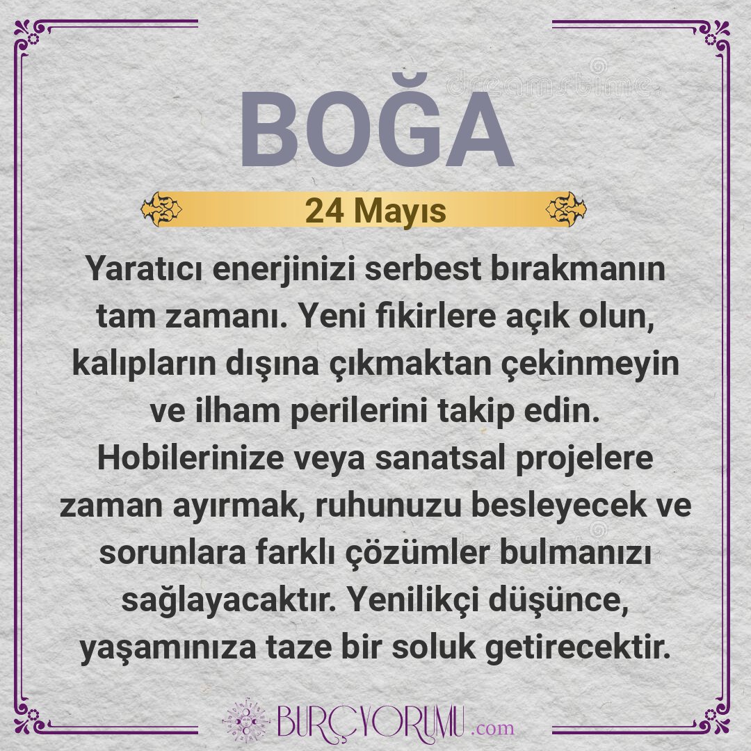 BurcYorumu_App's tweet photo. ✨ 24 Mayıs Boğa Günlük Yorumu

Yaratıcı enerjinizi serbest bırakmanın tam zamanı. Yeni fikirlere açık olun, kalıpların dışına çıkmaktan çekinmeyin ve...

#Boğa #BoğaBurcu #Astroloji #BurçYorumları https://t.co/HvmsSgwDfN