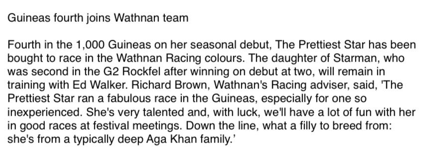 MrCallumJ's tweet photo. 🔵💛♦️Wathnan have bought The Prettiest Star - their Ascot team grows again https://t.co/4DbUgFqEq3