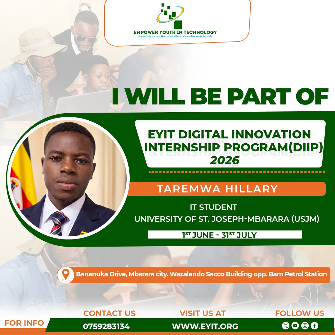 eyit_ug's tweet photo. The countdown to #DIIP2026 is on. 
These students are pursuing IT programs from @USJM_Official, @MbararaUST, @BishopStuartUni, @MIU_Uganda Mbarara campus. This year's cohort will focus on building AI bsased solutions
#DIIP2026 #DigitalInnovation #YouthInnovation #DigitalSkills https://t.co/M6pj72164m
