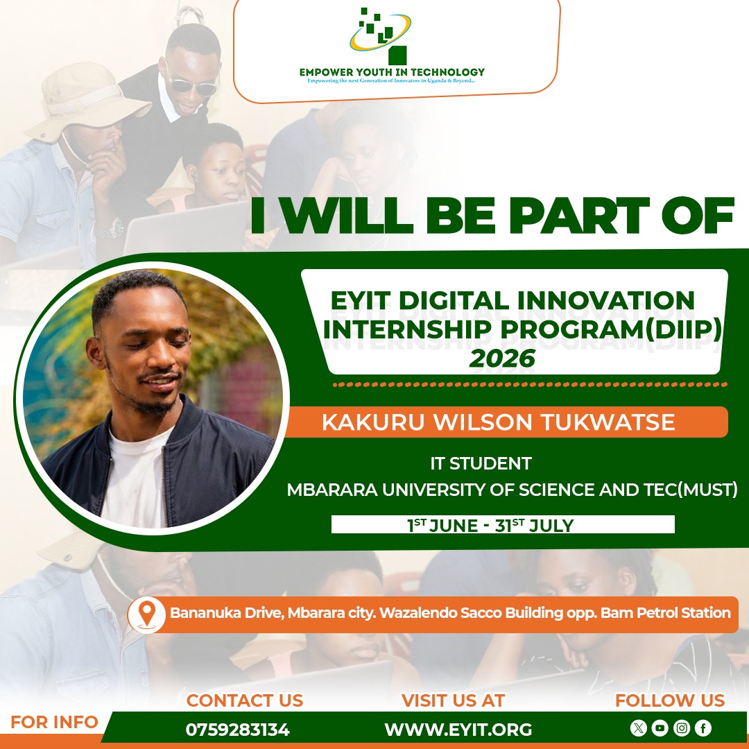 eyit_ug's tweet photo. The countdown to #DIIP2026 is on. 
These students are pursuing IT programs from @USJM_Official, @MbararaUST, @BishopStuartUni, @MIU_Uganda Mbarara campus. This year's cohort will focus on building AI bsased solutions
#DIIP2026 #DigitalInnovation #YouthInnovation #DigitalSkills https://t.co/M6pj72164m