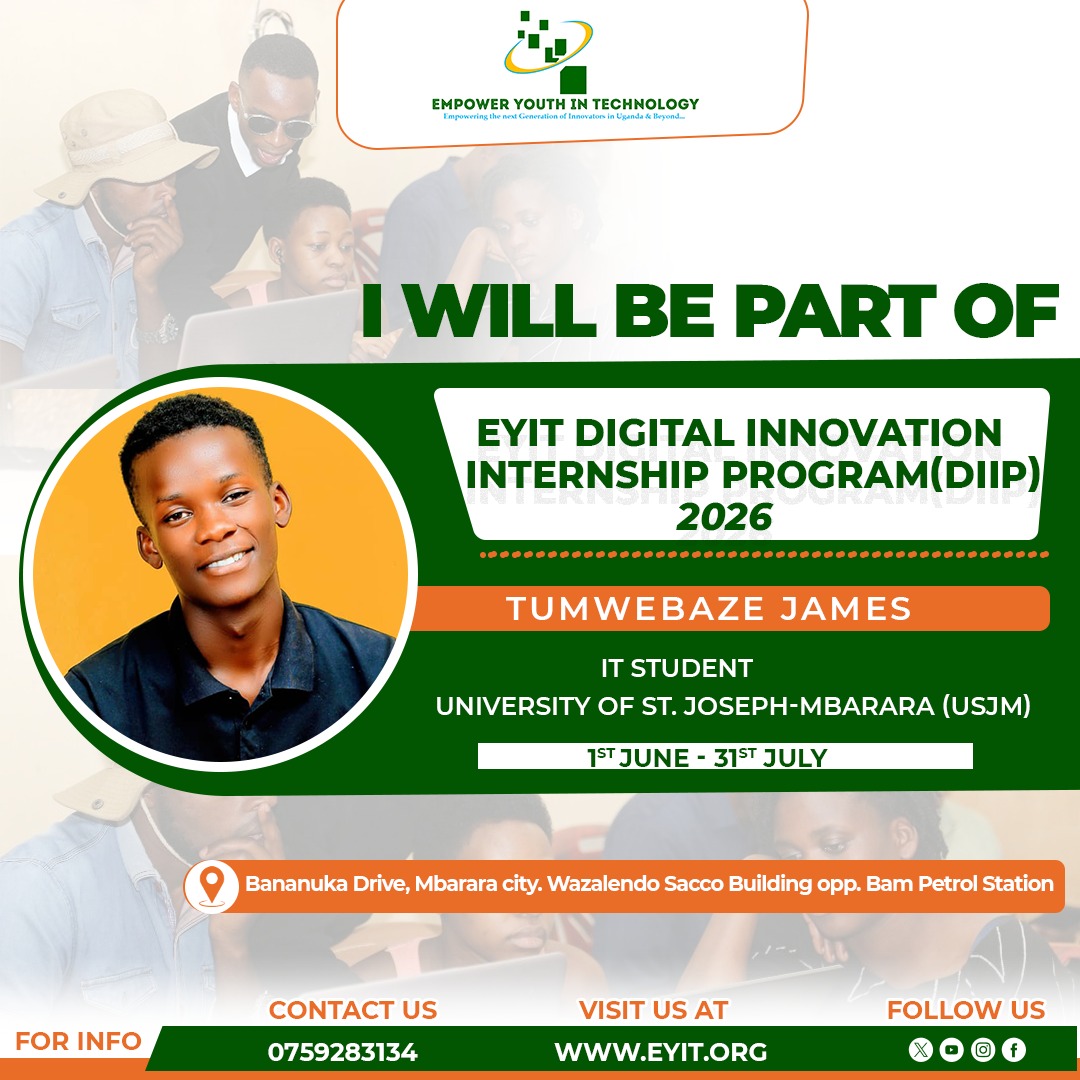 eyit_ug's tweet photo. The countdown to #DIIP2026 is on. 
These students are pursuing IT programs from @USJM_Official, @MbararaUST, @BishopStuartUni, @MIU_Uganda Mbarara campus. This year's cohort will focus on building AI bsased solutions
#DIIP2026 #DigitalInnovation #YouthInnovation #DigitalSkills https://t.co/M6pj72164m