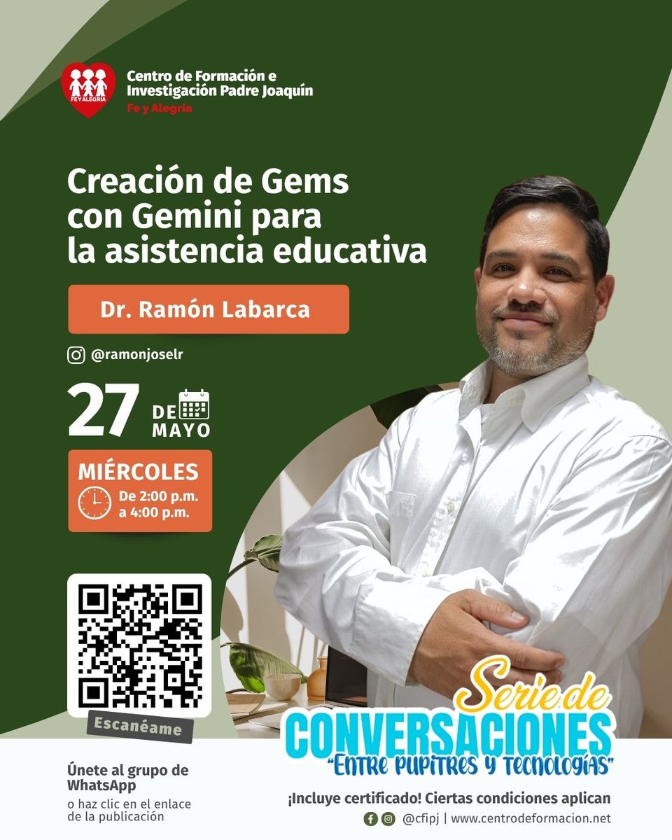 RamonJoseLR's tweet photo. ✨¿Te gustaria transformar tus clases con inteligencia artificial? 

📚 Únete al forochat: *“Creación de Gems con Gemini para la asistencia educativa”*.

👇🏻👇🏻

https://t.co/UNViPvSTJH https://t.co/A1ZXaoc9ee
