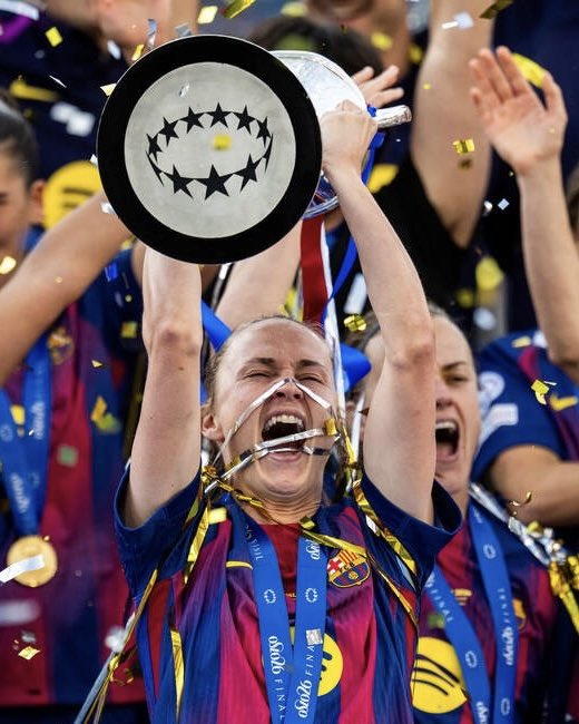 Barca_Buzz's tweet photo. A little Norwegian girl has just won a Champions League at home with the club of her life #soyculé 🇳🇴💙❤️ https://t.co/IpMTaf8pt1
