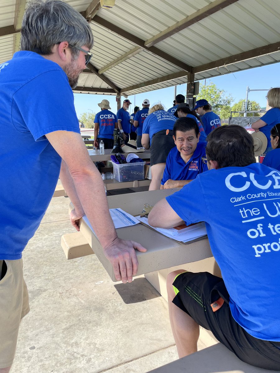 cceanv's tweet photo. Huge turnout today for the first day of Early Voting! 
Our educators are starting the weekend by door knocking for @isaacbarron ! Thanks to @ReubenDSilvaNV for joining us today. 

#isaacbarronforsd2 #whenweorganizewewin #supportingourown #cceaontheground https://t.co/yc7jqk44iy